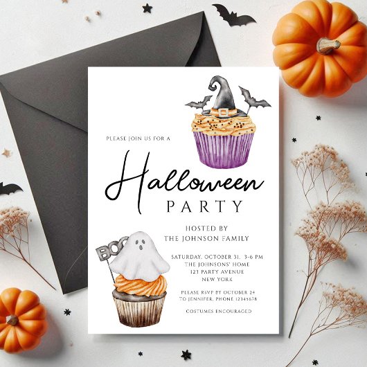 Schattigee Spooky Muffins Halloween Party Kaart