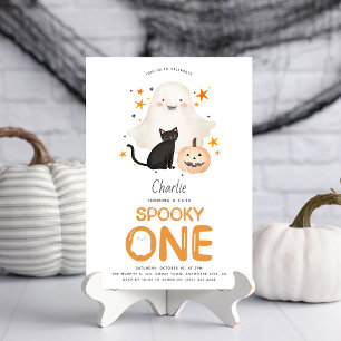 Schattigee Spooky ONE Ghost Halloween 1e Verjaarda Kaart