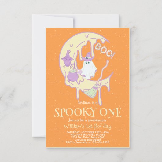 Schattigee Spooky One Ghost Moon Halloween 1e Verj (Voorkant)