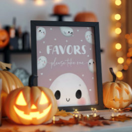 Schattigee Spooky One Halloween Favors Sign Poster