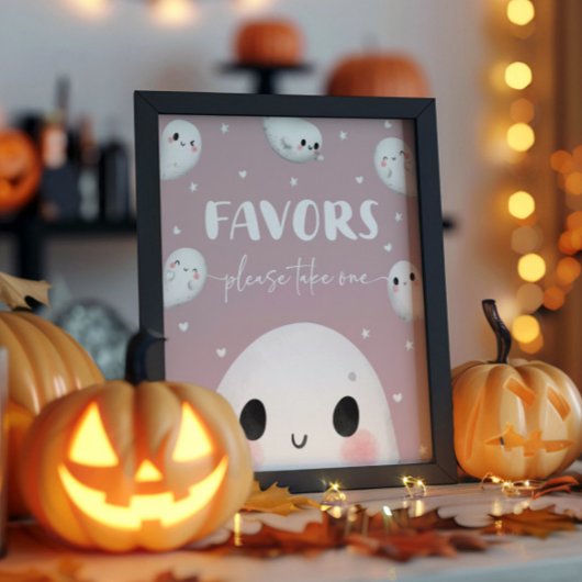 Schattigee Spooky One Halloween Favors Sign Poster