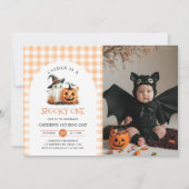 Schattigee Spooky One Halloween Ghost 1st Birthday Kaart (Voorkant)