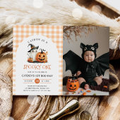 Schattigee Spooky One Halloween Ghost 1st Birthday Kaart