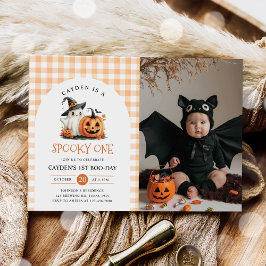 Schattigee Spooky One Halloween Ghost 1st Birthday Kaart