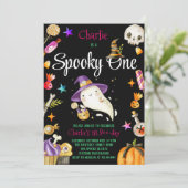 Schattigee Spooky One Halloween Ghost 1st Boy Verj Kaart (Staand voorkant)