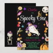 Schattigee Spooky One Halloween Ghost 1st Boy Verj Kaart (Voorkant / Achterkant)