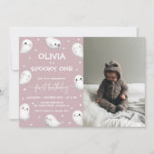 Schattigee Spooky One Halloween Girl 1st Birthday  Kaart (Voorkant)