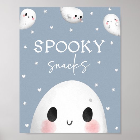 Schattigee Spooky One Halloween Snacks Sign Poster (Voorkant)