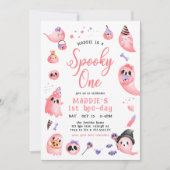 Schattigee Spooky One Pink Halloween Ghost 1st Bir Kaart (Voorkant)