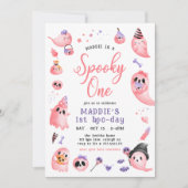 Schattigee Spooky One Pink Halloween Ghost 1st Bir Kaart (Voorkant)