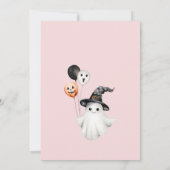 Schattigee Spooky One Pink Halloween Girl 1e Verja Kaart (Achterkant)