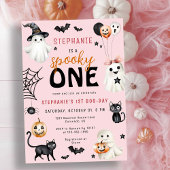 Schattigee Spooky One Pink Halloween Girl 1e Verja Kaart