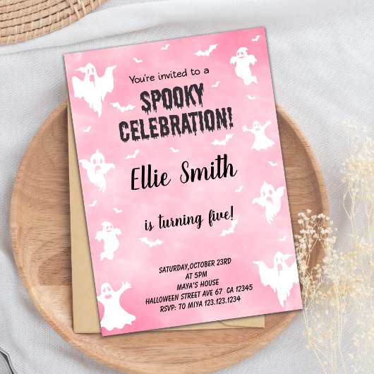 Schattigee Spooky Party Kaart voor meisjes of Kind