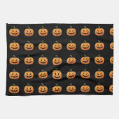 Schattigee Spooky Pumpkin Pattern Black Halloween Theedoek (Horizontaal)