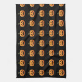 Schattigee Spooky Pumpkin Pattern Black Halloween Theedoek (Verticaal)