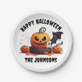 Schattigee Spooky Pumpkins Bats Ghost Happy Hallow Papieren Bordje