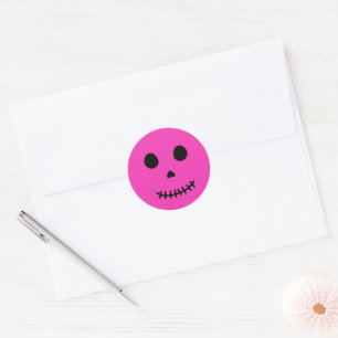 Schattigee Spooky Schattig Roze Halloween Skull Ronde Sticker