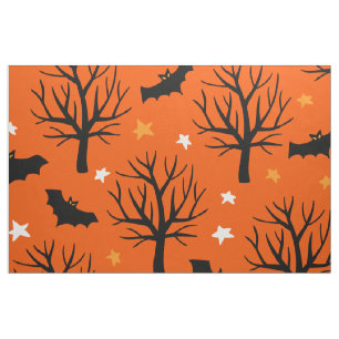 Schattigee Spooky Trees en Bat Halloween Pattern Stof