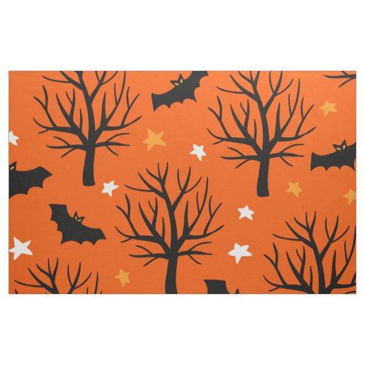 Schattigee Spooky Trees en Bat Halloween Pattern Stof (Fat Quarter)