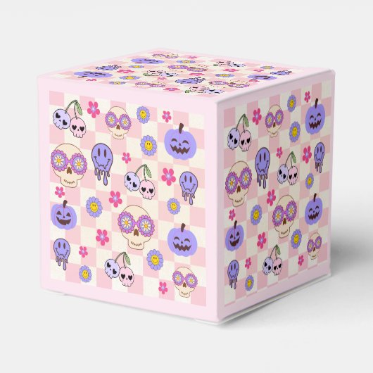 Schattigee Spooky Vibes Groovy Ghost Halloween Bedankdoosjes (Achterkant)