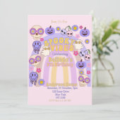 Schattigee Spooky Vibes Groovy Ghost Halloween Ver Kaart (Staand voorkant)