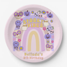 Schattigee Spooky Vibes Groovy Ghost Halloween Ver Papieren Bordje