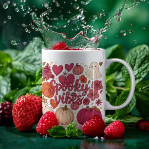 Schattigee Spooky Vibes Hearts Pumpkin Design Koffiemok