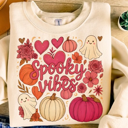 Schattigee Spooky Vibes Hearts Pumpkin Design Mann T-shirt