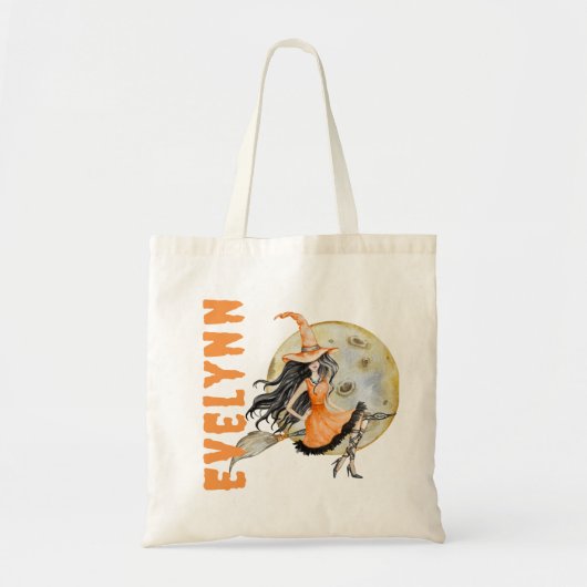 Schattigee spooky Waterverf heks Trick or treat Tote Bag (Voorkant)