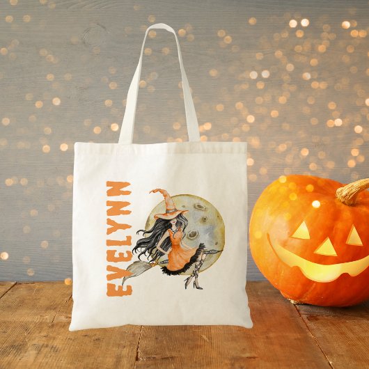 Schattigee spooky Waterverf heks Trick or treat Tote Bag
