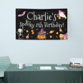 Schattigee Spooky Waterverf Meisje/Jongen Hallowee Spandoek (Beurs)