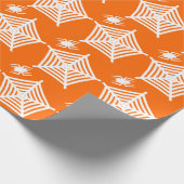 Schattigee Spooky White Spider en Web Halloween Cadeaupapier (Hoek)