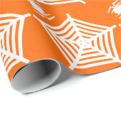 Schattigee Spooky White Spider en Web Halloween Cadeaupapier (Rol Hoek)