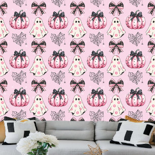 Schattigee Spooky ZWART EN ROZE POMPOEN EN SPOOK Behang
