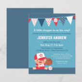 Schattigee Sport Boy Baseball Baby Shower Uitnodig Kaart (Voorkant / Achterkant)