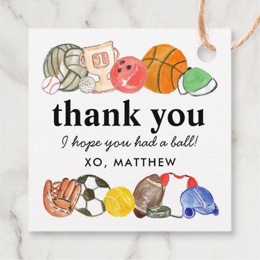 Schattigee sport spel ballen kinderen verjaardag d bedankjes labels (Achterkant)