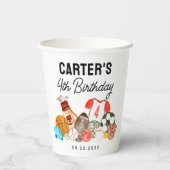 Schattigee Sport Waterverf Balls Kids Verjaardagsg Papieren Bekers (Achterkant)