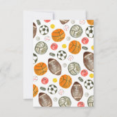 Schattigee sportballen Kinder jongen Verjaardag Da Bedankkaart (Achterkant)