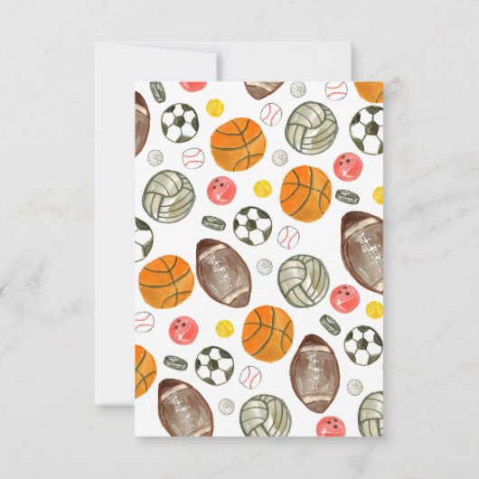 Schattigee sportballen Kinder jongen Verjaardag Da Bedankkaart (Achterkant)