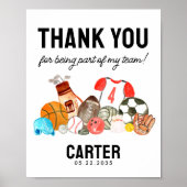 Schattigee Sportballen Kinderen Verjaardag Bedankt Poster (Voorkant)