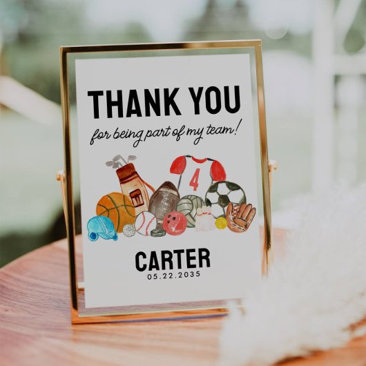 Schattigee Sportballen Kinderen Verjaardag Bedankt Poster