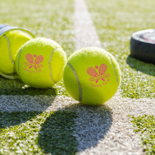 Schattigee Sportclub Naam Tennis Team Roze Tekst Tennisballen