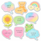 Schattigee Spraak Bubbels kinder plakboek cartoon  Sticker (Voorkant)