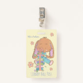 Schattigee Spring Bunny Library Hall Pass Badge (Voorkant met clip)