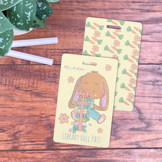 Schattigee Spring Bunny Library Hall Pass Badge