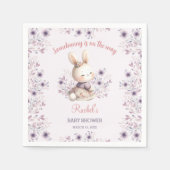Schattigee Spring Bunny Paarse Bloemen Meisje Baby Servet (Voorkant)