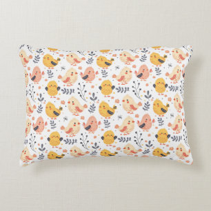 Schattigee Spring Chicks en Bloemenpatroon Accent Kussen