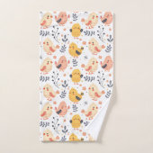 Schattigee Spring Chicks en Bloemenpatroon Bad Handdoek (Handdoek)