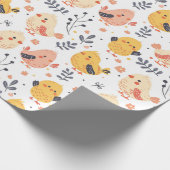 Schattigee Spring Chicks en Bloemenpatroon Cadeaupapier (Hoek)