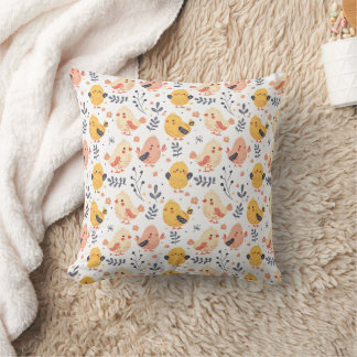 Schattigee Spring Chicks en Bloemenpatroon Kussen